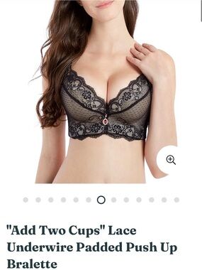 Lace Underwire Padded Push Up Bralette - Black